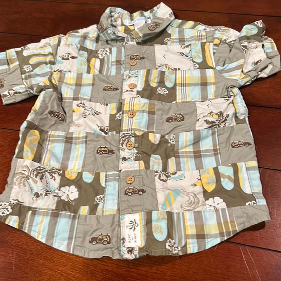 Janie and Jack Island Surf Surf Wagon Madras Plaid Patchwork Top  Size 4… - Picture 4 of 11